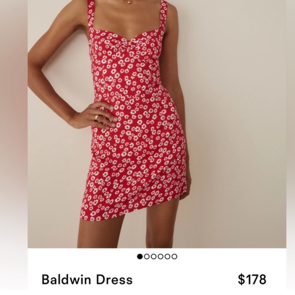 Reformation: Baldwin Dress. Size 2 Color: Red Daisy Dress